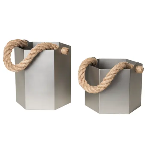 Edelstahleimer mit Naturseilgriff